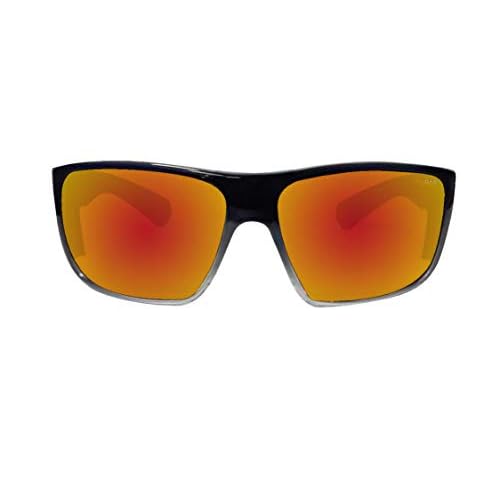 BOMBER MA104RMRF Safety Sunglasses for Men, 2-Tone Smoke Crystal frame, Red Mirror Polycarbonate Safety lens, Non-Slip foam lining, ANSI Z87+ Compliant, Safe for Rugged Activity - MA104RM