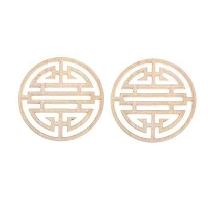 MUXSAM 2-Pack Wooden Carved Round Appliques Onlay, 3.94-Inch Dia Unpainted Wood Carving Craft Decals for Home Door Cabinet Furniture Cupboard Dresser Bed Wall Wardrobe Decor