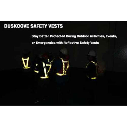 DUSKCOVE 10 Pack Hi Vis Safety Vests - Adjustable Bright Neon Color High Visibility Reflective Safety Straps Gear for Traffic Control, Running, Cycling