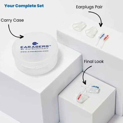 EARasers -26dB Peak Reduction Earplugs - Reusable Noise Reduction Musicians Earplugs for Concerts, Djs (Small)