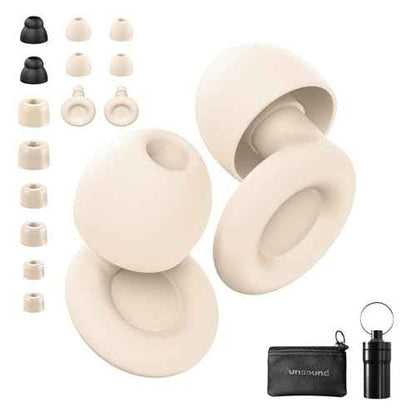 Ear Plugs for Sleeping Noise Reduction Reuseable, Concerts, Focus, Travel, Work, High Fidelity ? 7 Pairs Eartips ? Flexible Soft ? Touch ? NRR of 24 and 27 dB Noise Cancelling (Skin)