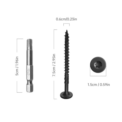 3 Inch Wood Screws 300Pcs, Heavy-Duty Outdoor Deck Screws for Timber/Log/Landscaping Wood, with T30 Star Bit (#14 x 3)