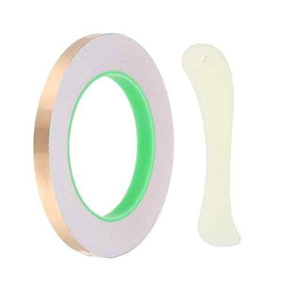 PATIKIL 36 Yard 3/8 Inch Copper Foil Tape,1 Roll Copper Tape with Conductive Stained Glass Foil Tool with Scraper for Stained Tools DIY Crafting