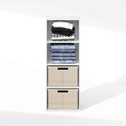 Furinno Reed Closet Organizers and Storage, 4-Tier Closet Organizer, Open Shelf Closet Storage, for Wardrobe, Bedroom, Living Room, White