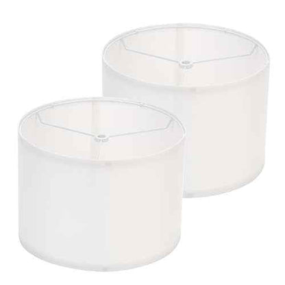 Modern White Drum Lamp Shades Set of 2, 16"x16"x12" Large Spider Fitter Shade, Linen Fabric Table & Floor Lamp lampshade Replacement for Bedroom, Living Room, Easy Assembly (Harp/Finial Not Included)
