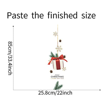 BooDecal 25.8 x 33.4 inRemovable Merry Christmas and Happy New Year Gifts Boxes Ornaments Door Surprise Wall Art Vinyl Murals Wall Decals for Show Window Decorations Hanging Ornaments Stickers