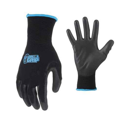 Gorilla Grip Work Gloves, Never Slip Maximum Grip All-Purpose, Gloves for Men, Superior in Wet, Dry, Oily Conditions, Polymer Palm, Large Size, 10 Pairs, Black/Blue | 25162-60