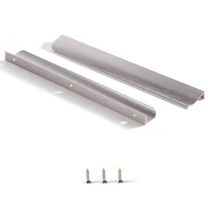 Satanga Edge Finger Tab Pull for cabinets Kitchen Concealed Drawer pulls Aluminum Flat Hidden Back Mount Door Handle for Home Pack of 10 Modern Brushed Nickel 11.81" Overall Length Easy Installation