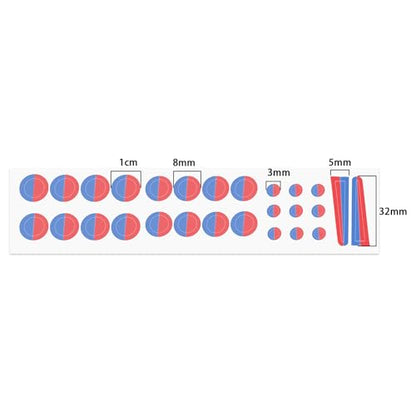 Pack of 3 Faucet Sticker Round Diameter 1cm/8mm/3mm Triangular 5x32mm Suitable for Faucets Home Bathroom Kitchen Hotel Self Stick Hot/Cold Water Label Red and Blue