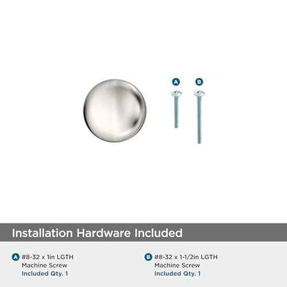 Amerock Edona 1-1/4 inch (32mm) Diameter Polished Nickel Cabinet Knob - 25 Pack