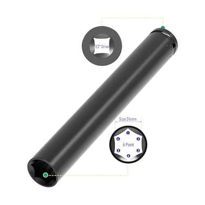 2 Pcs 1/2 Inch Drive by 24mm(15/16-Inch) Deep Impact Socket, Heat-Treated CR-V Steel 8 Inch Length, 6-Point Metric Sizes