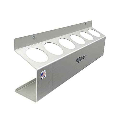 Pit Posse 302 Six Bottle Aerosol Spray Can Rack Shelf Holder 23" Caddy - Made in USA - Enclosed Race Trailer Garage Shop Storage Organizer Aluminum Storage Universal Mounting - 5 Yr Warranty (Silver)