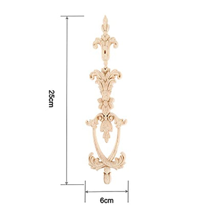 MUXSAM Long Frame Onlays Appliques, Wood Carved Decals, 2-Pack Unpaint Wooden Carving Set for Wall Door Mirror Cabinet Dresser Cupboard Headboard Wardrobe Closet Decor, 25x6cm/9.84"x2.36"