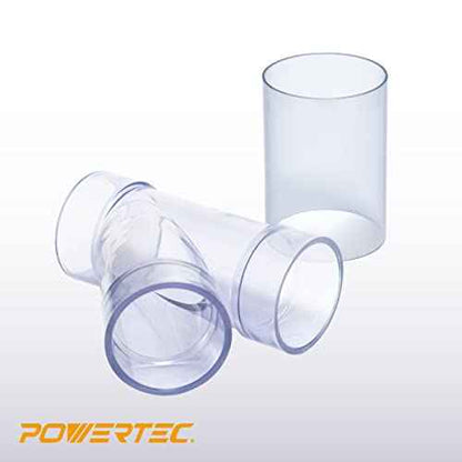 POWERTEC 2-1/2 Inch ID Y Fitting for 2-1/2 Inch OD Dust Collection Pipes, Adapters and Fittings with Splice for 2 1/2 Inch ID Dust Collection Hose Connector, 2 sets (70320-P2V)