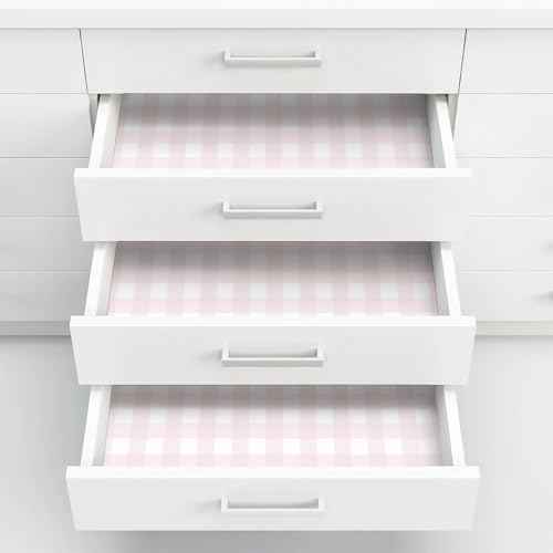Cohoo Home Pink Plaid Peel and Stick Wallpaper Boho Plaid Contact Paper for Cabinets Pink Checkered Geinham Contact Paper Self Adhesive Removable Wallpaper Bathroom Nursery Waterproof 17.3inW 591inL
