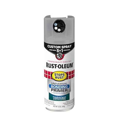 Rust-Oleum 384761 Stops Rust Custom Spray 5-in-1 Universal Bonding Primer Spray, 12 oz, Flat Gray