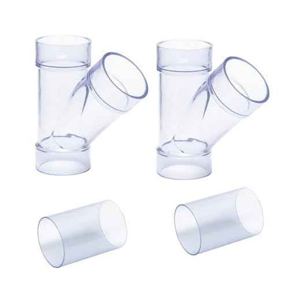 POWERTEC 2-1/2 Inch ID Y Fitting for 2-1/2 Inch OD Dust Collection Pipes, Adapters and Fittings with Splice for 2 1/2 Inch ID Dust Collection Hose Connector, 2 sets (70320-P2V)