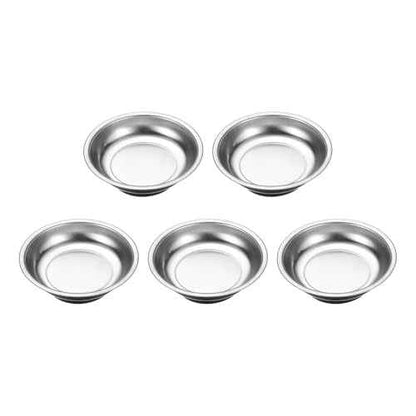 HARFINGTON 5pcs Round Magnetic Tray 4"x1" Stainless Steel Magnet Tool Tray Parts Holder for Socket Screw Nuts Bolts Pin Washers Metal Parts