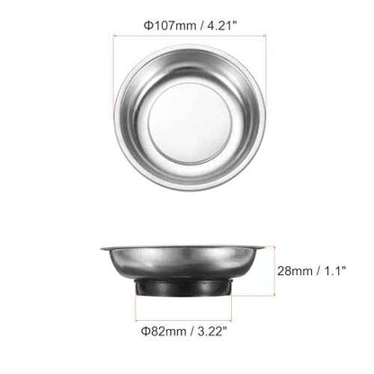 HARFINGTON 5pcs Round Magnetic Tray 4"x1" Stainless Steel Magnet Tool Tray Parts Holder for Socket Screw Nuts Bolts Pin Washers Metal Parts