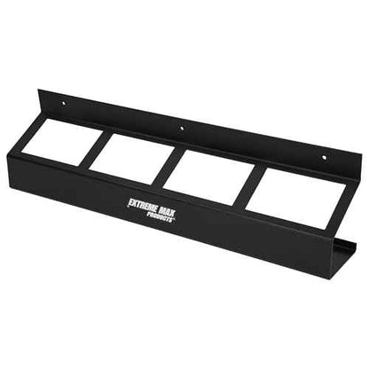 Extreme Max 5001.6484 Wall-Mount Aluminum 4-Quart Oil Jug Rack Holder for Race Trailer, Garage, Shop, Enclosed Trailer, Toy Hauler - Black