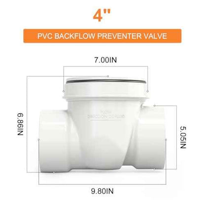 GASHER 4" PVC Backflow Preventer Valve, Sewer Check Back Flow Preventer Drain Backflow Preventer Valve for a Variety Of Drainage Systems