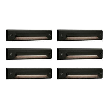 GKOLED 6 Pack LED Low Voltage Linear Step Lights, Landscape Cutoff Stair Riser Light, 2W 9-15V AC/DC 3000K Outdoor Waterproof Accent Lighting Fixtures, Die-cast Aluminum, Black Powder Coated Finish