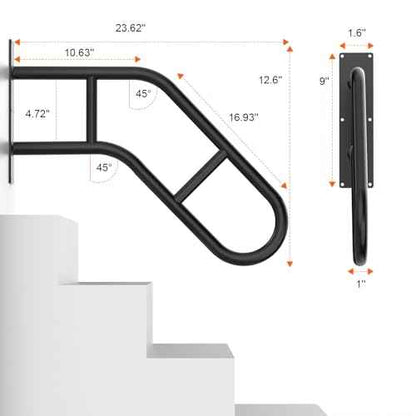 Handrails for Outdoor Steps £¬22.8" Stair Railing Indoor1-3 Step, U-Shaped Safety Handrails for Kids, Elderly, Pregnant Women, Disabled (2 Pack Upgraded U-Shaped handrail)