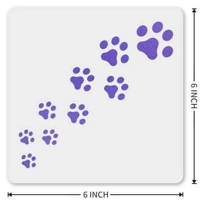 MAGJUCHE Trail of Dog Prints Stencil 6 Inches, Reusable Cat Prints Stencil for Painting DIY Crafts Decor