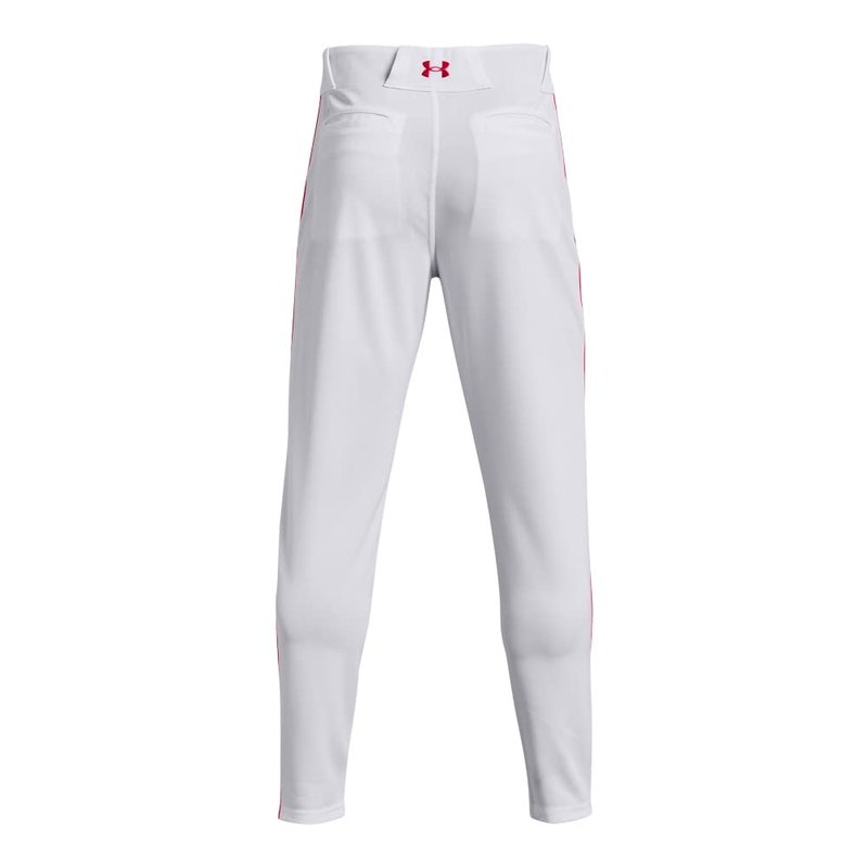 Under Armour Men's Utility Baseball Straight Leg Pant Pipe 22, (103) White/Red/Red, X-Large