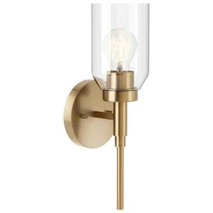 KICHLER Madden 1-Light Wall Sconce with Clear Glass in Champagne Bronze, Sloped Ceiling Compatible, for Bathroom or Hallway (14.75" x 5"), 55183CPZ
