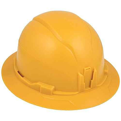 Klein Tools 60489 Hard Hat, Non-Vented Full Brim Style, Padded Self-Wicking Odor-Resistant Sweatband, Tested up to 20kV, Yellow