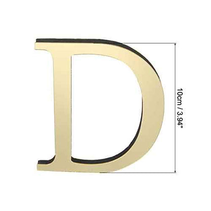 PATIKIL 3D Acrylic Alphabet Mirror Wall Stickers Letter D Self-Adhesive Home Decor Letter Sign Art Sticker Decal for DIY Home Decoration Light Gold