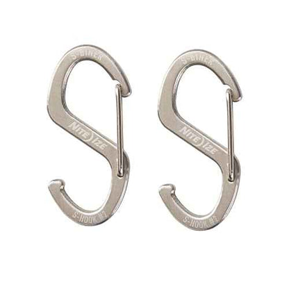 Nite Ize S-Biner Hook 'N Hold S-Hook, Stainless Steel S-Hook with Clip, Holds Keys Tumblers and More, Small 2 Pack