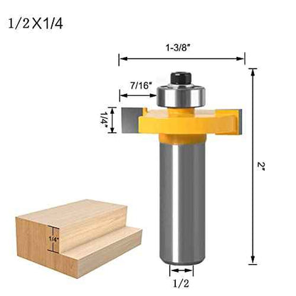 WSOOX 1/2 Inch Shank Rabbet Router Bit Set, 3 Pieces Rabbeting Router Bit with 6 Bearings Set (1/8", 1/4", 5/16", 3/8", 7/16", 1/2" Bearings) (1/2 Inch)