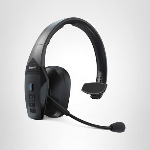 BlueParrott B550-XT Mono Bluetooth Wireless Headphones 96% Noise Canceling Over Head Trucker Headset with Mic, 100% Voice Control, IP54-Rated Protection, 24 hrs. Talk Time, Black