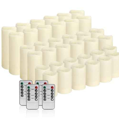 36Pack Flameless LED Candles, Waterproof for Indoor & Outdoor Use, Equipped with 10-Key Remotes & Timer, Ideal for Weddings, Table Decor, Festivals & Home Accents¡¦