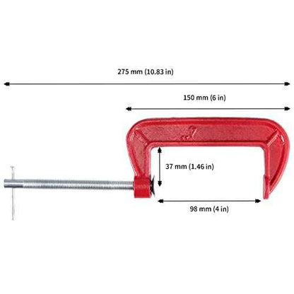 JAPCHET 8 Packs 4 Inches Red C Clamp, Malleable Iron C-clamp, Heavy-Duty C-Clamp for Metalworking, Woodworking, 4-Inch Max Jaw Opening, 2-Inch Throat Depth