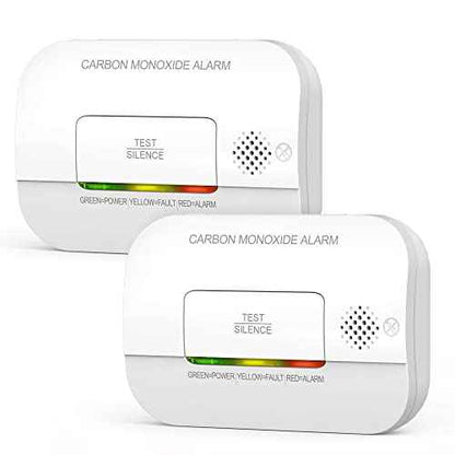 Carbon Monoxide Detector, 7 Year Sensor Life CO Detector with Battery Warning Indicator and Test Button, 85 dB, for Ceiling and Wall Mounting, White (2Pack)