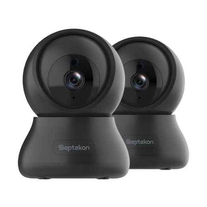 Septekon Indoor Security Camera 2K, 360¡ÆPan Tilt Baby Monitor Pet Camera 2 Pack, 2.4GHz Wi-Fi Camera with Night Vision, Motion Detection, 2-Way Audio Siren, Cloud/SD Card, Works with Alexa, Black