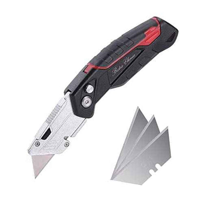 Bates Box Cutter - Folding Utility Knife With 3 Extra Blades, Retractable