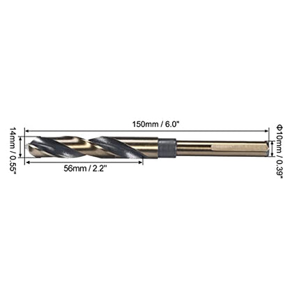 uxcell Reduced Shank Twist Drill Bits 14mm Black Nitride & Gold Titanium Coated High Speed Steel 4341 with 10mm (3/8") Shank for Stainless Steel Alloy Metal Plastic Wood