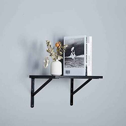 12-Pack 16 Inch Heavy Duty Shelf Brackets, Large Wall Bracket for Floating Shelves, 90 Degree Triangle Large L Bracket, Black Powder-Coated Steel