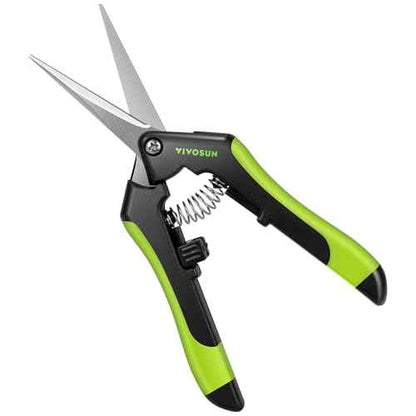 VIVOSUN 2-Pack Gardening Scissors 6.5 Inch Hand Pruner Pruning Shear with Straight Stailess Steel Blades, Black and Green