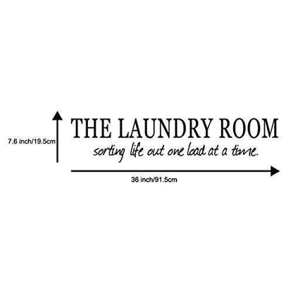 ADECALS Laundry Room Wall Decal - Laundry Sorting Life Out One Load at A Time - White and Black Vinyl Wall Sticker - 22"x8" Irregular Typographic Wall Sticker
