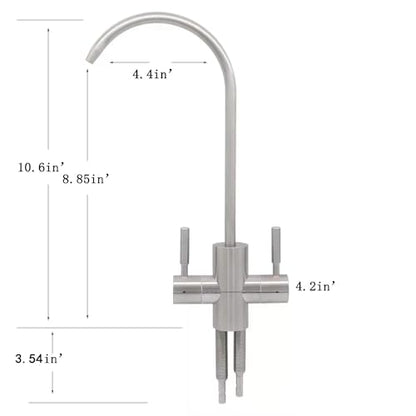 Two Way Drinking Faucet with Two Handles, Water Purifier RO Faucet, Stainless Steel Direct Drinking Kitchen tap for Filters, Sparkling, Cold Water