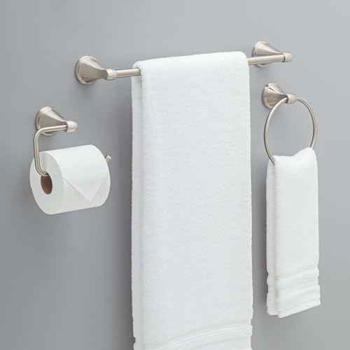 Delta Faucet Becker 3-Piece Bathroom Set, SpotShield Brushed Nickel, 18"/24" Towel Rack, Toilet Paper Holder, Ring BCK63-DN