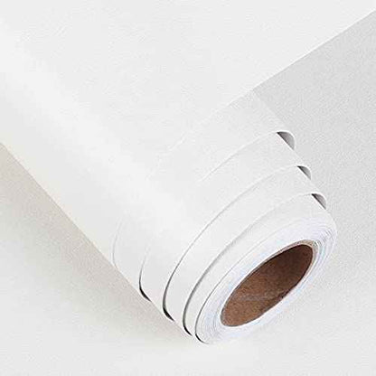 FunStick Thick White Wallpaper Peel and Stick White Contact Paper for Cabinets Countertops Desk Kids Classroom Waterproof Removable Wall Paper Renter Friendly Wallpaper for Bedroom Walls 15.8"x78.8"
