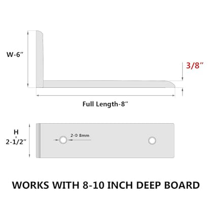4-Pack 8 Inch Countertop Support Brackets, Heavy Duty L Brackets for Quartz/Wood/Laminate/Granite Countertops | 3/8" Thick Metal Steel | Frosted Black Powder Coated