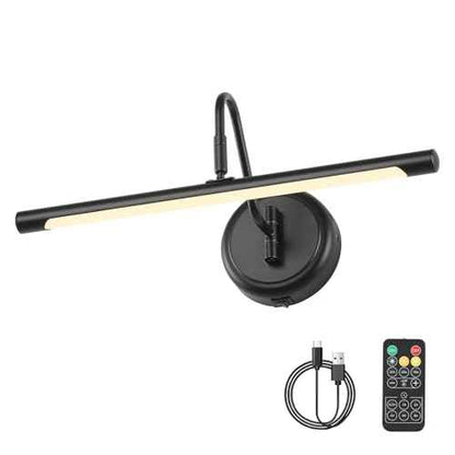 JOOSENLUX Modern Wall Lights Battery Operated Black Wireless Picture Lights for Wall 16.5" Inch Dimmable Under Counter Lights for Kitchen with Swing Arm as Canvas Wall Sconce Light 3000K CRI95+