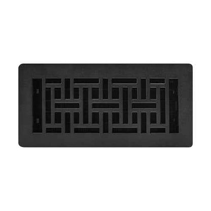 Decor Grates (4-Pack) LAJH410-BLK Oriental Low Profile Floor Register, 4x10 Inches, Textured Black Finish